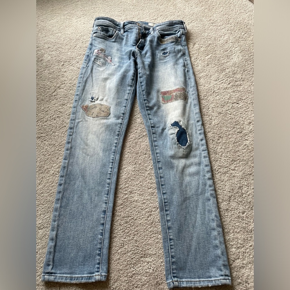 Pilcro and the Letterpress by Anthropologie Patchwork Slim Boyfriend Jeans